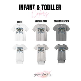 Hayden Wildcats Topeka Kansas One School One Family infant and toddler tee and onesie in white, heather grey, and granite heather
