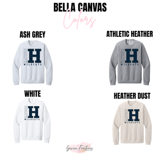 Hayden Wildcats Varsity H design with a distressed navy letter H and gold outline on a spirit-wear top.