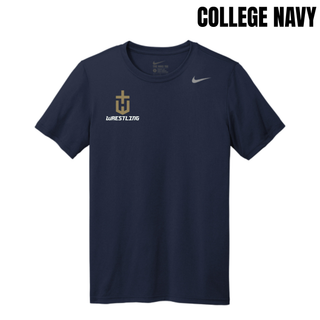 Hayden Wildcats Wrestling Champion Pocket Crest Men's rLegend Tee in College Navy with a gold shield H emblem and white Wrestling lettering