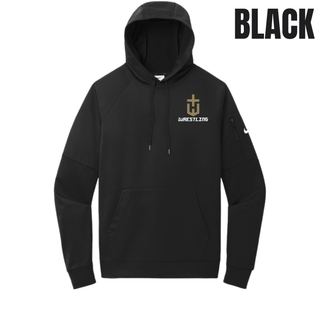Hayden Wildcats Wrestling Champion Pocket Crest Men's Therma-FIT Pocket Pullover Hoodie in Black with a gold shield H emblem and white Wrestling lettering