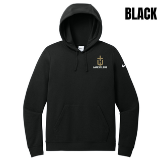 Hayden Wildcats Wrestling Champion Pocket Crest Women's Club Fleece Pullover Hoodie in Black with a gold shield H emblem and white Wrestling lettering