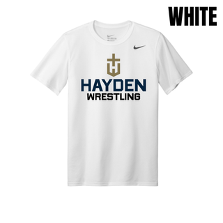 White men's rLegend tee with the Hayden Wildcats Wrestling Cross Crest printed on the chest