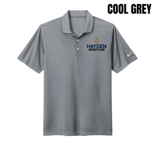 Cool Grey Micro Pique Polo with the Hayden Wrestling Cross Crest printed on the left chest