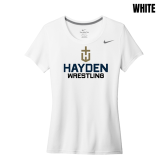 White women's rLegend tee with the Hayden Wildcats Wrestling Cross Crest printed on the chest