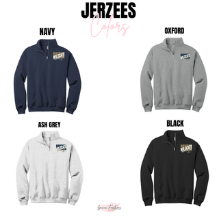 Hayden Wildcats Wrestling crossed lettering on a cadet quarter-zip with custom name shown on the back