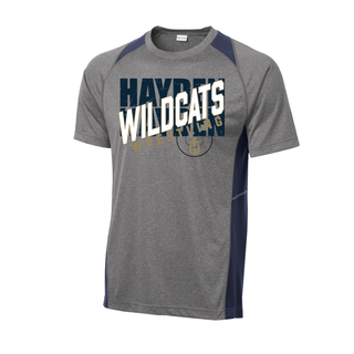 Hayden Wildcats Colorblock Contender Tee featuring the Crossed Lettering design.