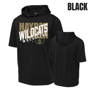Hayden Wildcats short sleeve hooded pullover with the Crossed Lettering design.