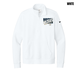 Dark Grey Heather Hayden Wildcats women's Club Fleece half-zip featuring Crossed Lettering.