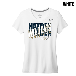 Crossed Lettering design on a women's Hayden Wildcats rLegend tee.