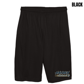 Hayden Wildcats Wrestling H Bar Logo Cooling Shorts in black, front flat lay