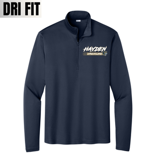 Hayden Wildcats Wrestling H Bar Logo PosiCharge Quarter-Zip in true navy, front flat lay