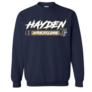 Hayden Wildcats Wrestling H Bar Logo crewneck sweatshirt in navy, front flat lay
