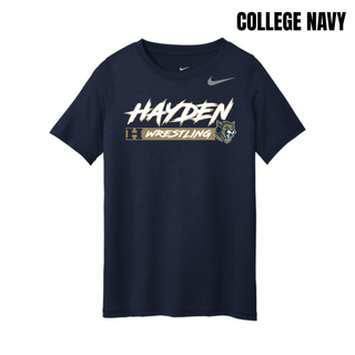 Hayden Wildcats Wrestling H Bar Logo Youth rLegend Tee in college navy, front flat lay