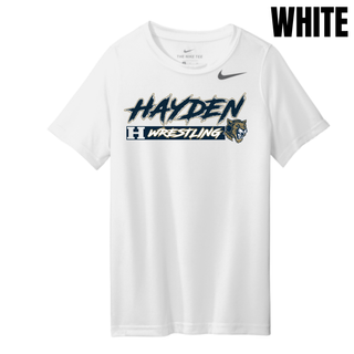 Hayden Wildcats Wrestling H Bar Logo Youth rLegend Tee in white, front flat lay