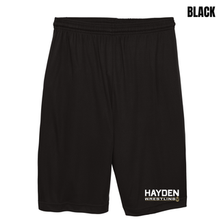 Hayden Wildcats Wrestling Matline design on cooling performance shorts.