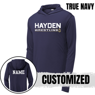 Hayden Wildcats Wrestling Matline design on a PosiCharge hooded pullover.