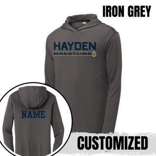 Hayden Wildcats Wrestling Matline design on a PosiCharge hooded pullover.