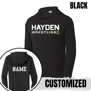 Hayden Wildcats Wrestling Matline design on a PosiCharge hooded pullover.