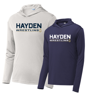 Hayden Wildcats Wrestling Matline design on a PosiCharge hooded pullover.
