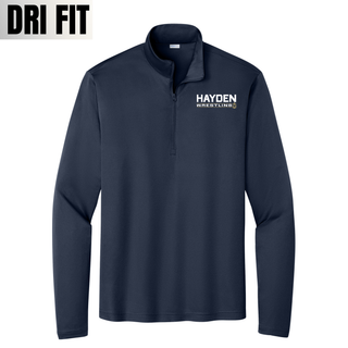 Hayden Wildcats Wrestling Matline logo on the chest of a PosiCharge quarter-zip.