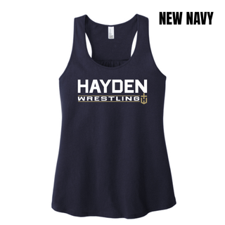 Hayden Wildcats Wrestling Matline design displayed on the women's racerback tank.