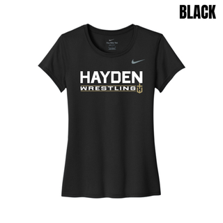 Hayden Wildcats Wrestling Matline design printed on a women's rLegend tee.