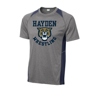 Hayden Wildcats Wrestling Original Logo on Sport-Tek Colorblock Contender Tee, product mockup view 1.
