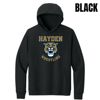 Hayden Wildcats Wrestling Original Logo Men's Dri-FIT Primary Hoodie in black, front flat lay