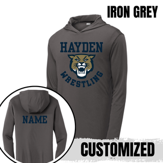 Hayden Wildcats Wrestling Original Logo on PosiCharge Competitor Hooded Pullover, product mockup view 3.