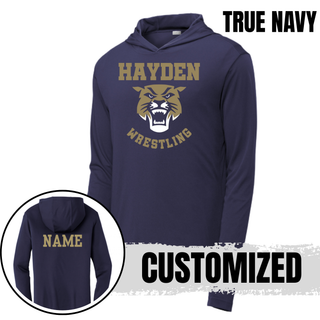 Hayden Wildcats Wrestling Original Logo on PosiCharge Competitor Hooded Pullover, product mockup view 4.