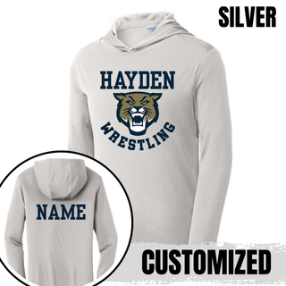 Hayden Wildcats Wrestling Original Logo on PosiCharge Competitor Hooded Pullover, product mockup view 5.