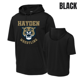 Hayden Wildcats Wrestling Original Logo on Sport-Tek short sleeve hooded pullover, product mockup view 2.