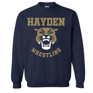 Hayden Wildcats Wrestling Original Logo on apparel top, product mockup view 1.