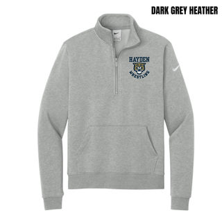 Hayden Wildcats Wrestling Original Logo Women's Fleece Half-Zip in white, front flat lay