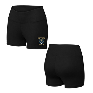 Hayden Wildcats Wrestling Original Logo on women's Interval Performance Shorts, product mockup view 2.