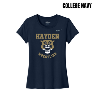 Hayden Wildcats Wrestling Original Logo women's rLegend tee in black, flat lay