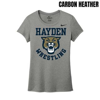 Hayden Wildcats Wrestling Original Logo women's rLegend tee in carbon heather, flat lay