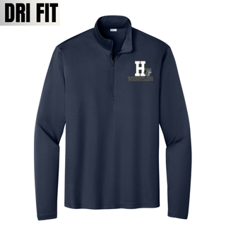 Hayden Wildcats Wrestling Pin Logo PosiCharge Quarter-Zip in navy, front chest graphic detail