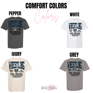 Comfort Colors color chart showing Pepper, White, Ivory, and Grey
