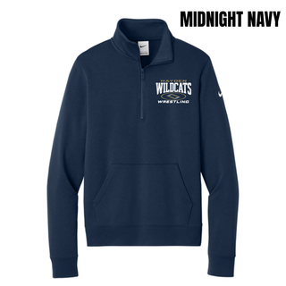 Black women's Club Fleece half-zip with a small Hayden Wildcats Wrestling mark on the front.