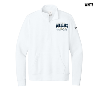 Midnight Navy women's Club Fleece half-zip with a small Hayden Wildcats Wrestling mark on the front.