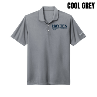 Hayden Wrestling Mat Mark printed on Nike Dri-FIT Micro Pique Polo; product mockup view 3.