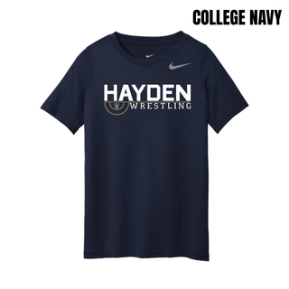 Hayden Wrestling Mat Mark printed on youth Nike rLegend tee; product mockup view 3.