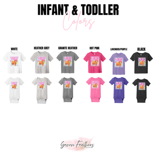 infant toddler tee and onesie for highland moo-d top in white, heather grey, granite heather, hot pink, lavender, black
