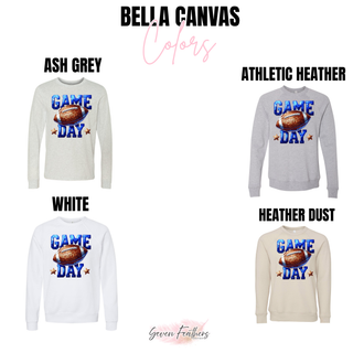 Holton Wildcats faux sequin Game Day football top Bella Canvas color options in Ash Grey, Athletic Heather, White, and Heather Dust