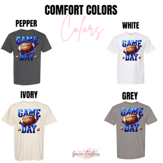 Holton Wildcats faux sequin Game Day football top Comfort Colors options in Pepper, White, Ivory, and Grey