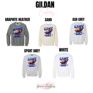 Holton Wildcats faux sequin Game Day football top Gildan color options in Graphite Heather, Sand, Ash Grey, Sport Grey, and White