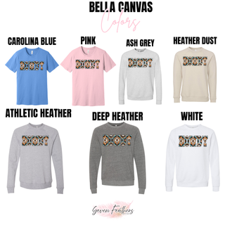 Howdy distressed aztec Bella Canvas crewneck sweatshirt color options - Seven Feathers Boutique