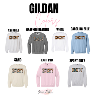 Howdy distressed aztec Gildan crewneck sweatshirt color options - Seven Feathers Boutique