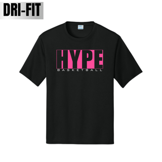 Hype Basketball Boxed Dri-Fit Performance Tee in Black with pink and black boxed HYPE Basketball design